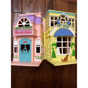 Fisher-Price Loving Family Townhouse Pet Shop Beauty Salon Playset Vintage 1990s